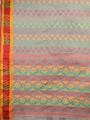 Multicolor hand woven pure cotton saree  4