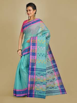 Multicolor hand woven pure cotton saree  2