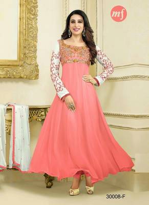 PINK embroidered santoon semi stitched salwar with dupatta 1