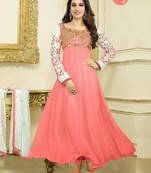 PINK embroidered santoon semi stitched salwar with dupatta