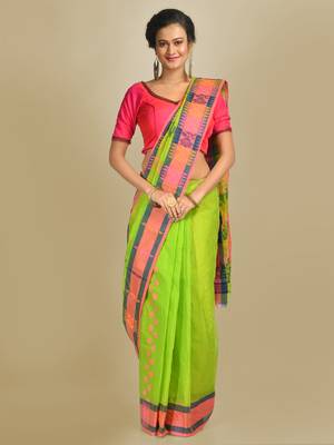 Multicolor Hand Woven Pure Cotton Saree Without Blouse 1