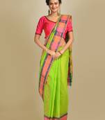 Multicolor Hand Woven Pure Cotton Saree Without Blouse