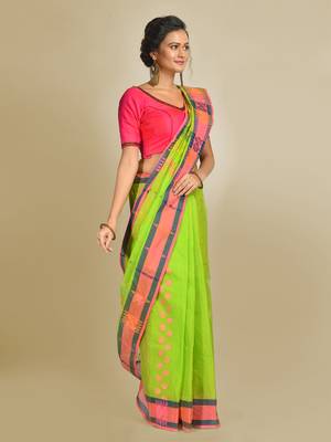 Multicolor Hand Woven Pure Cotton Saree Without Blouse 2