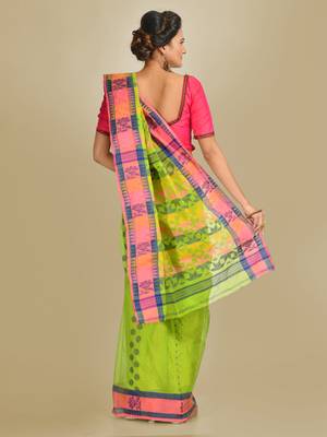 Multicolor Hand Woven Pure Cotton Saree Without Blouse 3