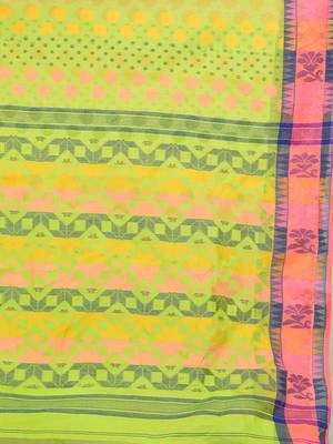 Multicolor Hand Woven Pure Cotton Saree Without Blouse 4