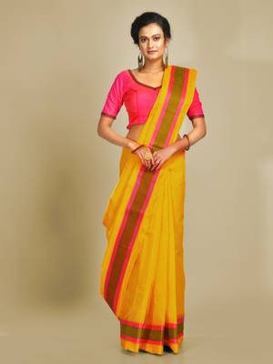 Multicolor hand woven pure cotton saree  1
