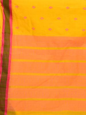 Multicolor hand woven pure cotton saree  4
