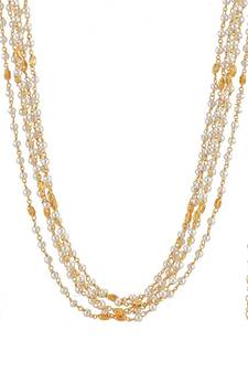 Indian Royal Premium Pearl Chain Multi Layered Necklace set with Matching Earrings