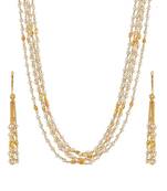 Indian Royal Premium Pearl Chain Multi Layered Necklace set with Matching Earrings