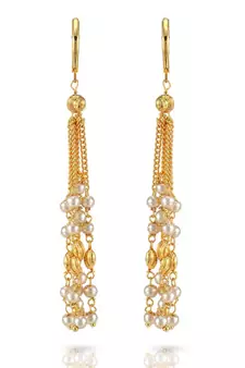 Indian Royal Premium Pearl Chain Multi Layered Necklace set with Matching Earrings