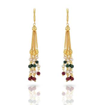 Indian Royal Premium Pearl Chain Multi Layered Necklace set with Matching Earrings 4