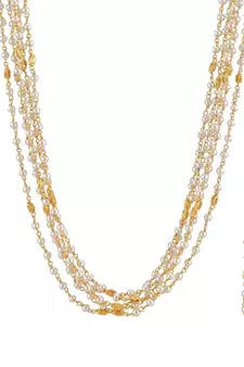 Indian Royal Premium Pearl Chain Multi Layered Necklace set with Matching Earrings