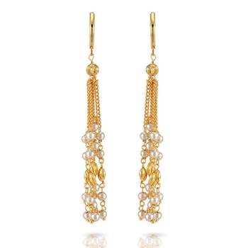 Indian Royal Premium Pearl Chain Multi Layered Necklace set with Matching Earrings 3