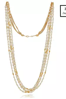 Indian Royal Premium Pearl Chain Multi Layered Necklace set with Matching Earrings