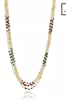 Indian Royal Premium Pearl Chain Multi Layered Necklace set with Matching Earrings