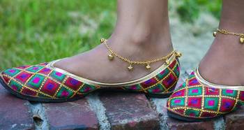  Golden ghungroo adjustable anklet pair 1