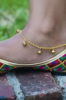  Golden ghungroo adjustable anklet pair