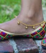  Golden ghungroo adjustable anklet pair