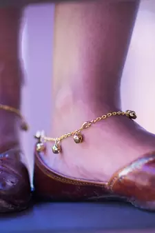  Golden ghungroo adjustable anklet pair