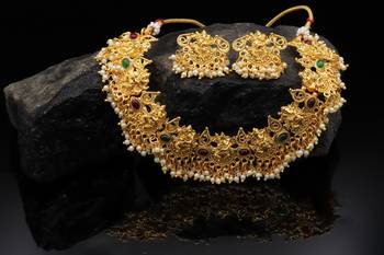 Gold Plated Temple Choker Necklace  Set For Women 1