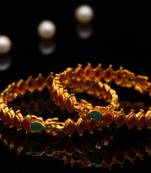 Gold Plated Stome Studded Laxmi bangle Set Of 2