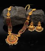 Temple Jewellery Laxmi Pendant Necklace Set With Earrings For Women