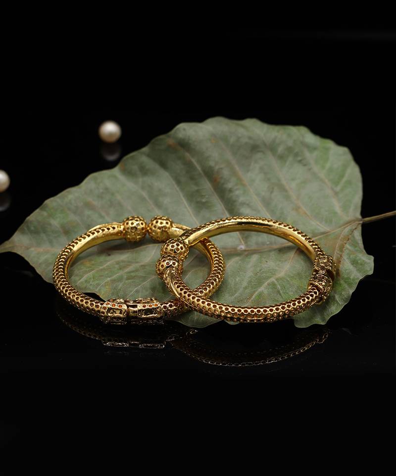 Gold Plated Simple Traditional Bangles set of 2