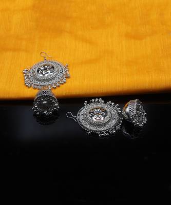 Afgani Chand German Silver Oxidized Grey Jhumki Earrings for Women 3