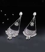 Indian Oxidized Silver Afghani Kashmiri Long Jhumki Earrings