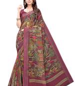 Pink printed linen saree with blouse