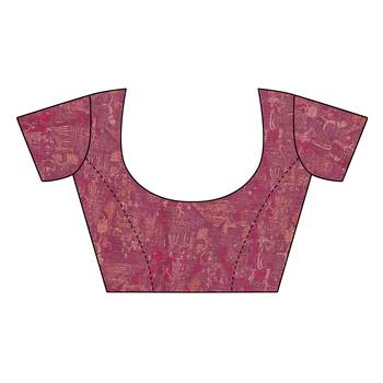Pink printed linen saree with blouse 3