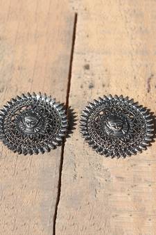 Oxidized Silver Afghani Stud Earrings Jewelry