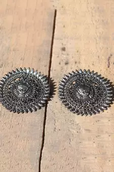 Oxidized Silver Afghani Stud Earrings Jewelry