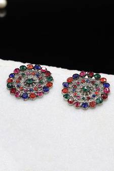 Silver Studded Multicolor Stone Studs