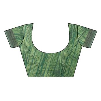 Green printed linen saree with blouse 4