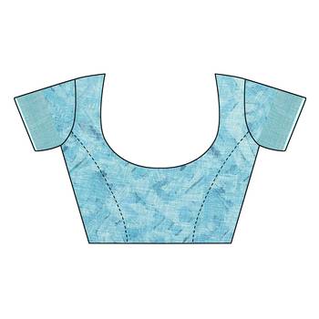 Sky blue printed linen saree with blouse 4