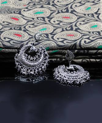 Silver Plated Oxidized  Peacock Jhumki 2