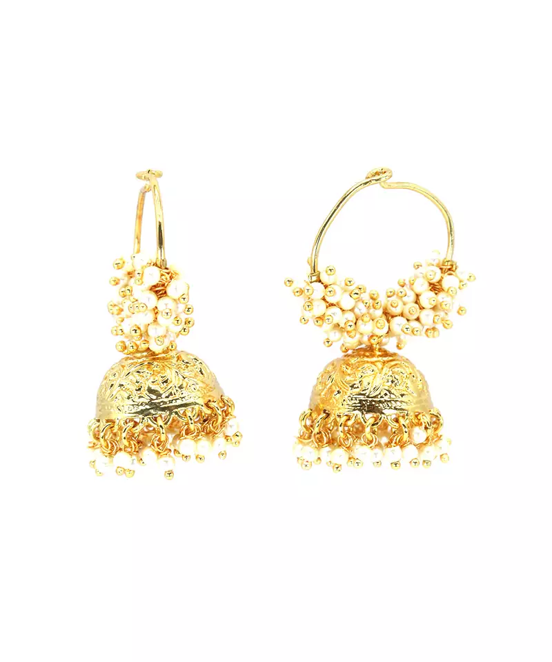 Gold Plated Polki Traditional Earrings