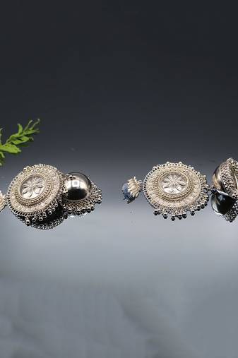 Metal Silver Oxidized Tassel Jhumki for Women & Girls