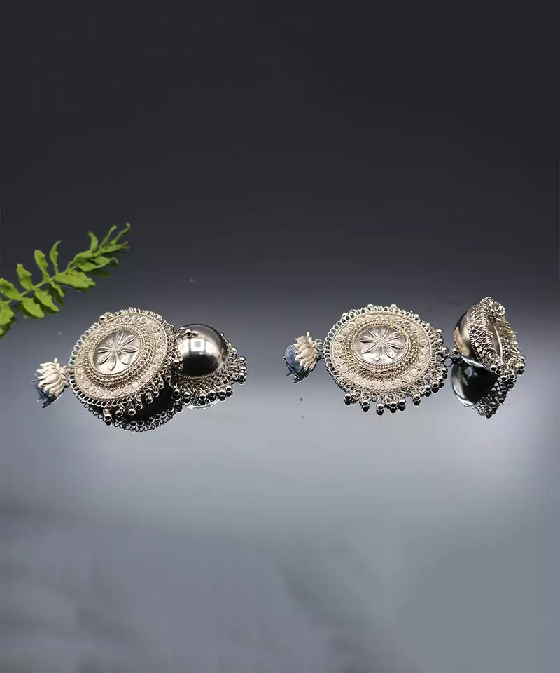Metal Silver Oxidized Tassel Jhumki for Women & Girls