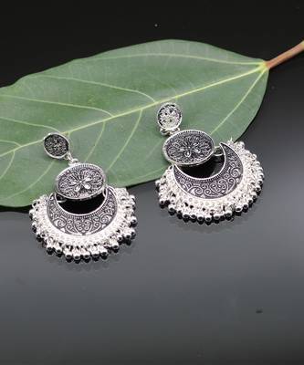 Oxidized Chandbali Silver Earrings For Women & Girls 2