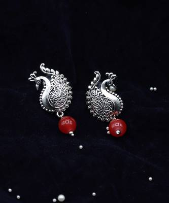 Silver Oxidized Peacock Earrings 4