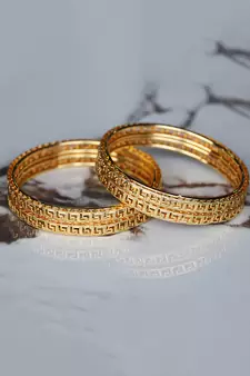 Gold Plated Designer Bangles Set Of 2