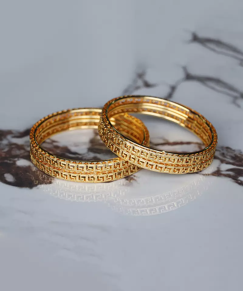 Gold Plated Designer Bangles Set Of 2