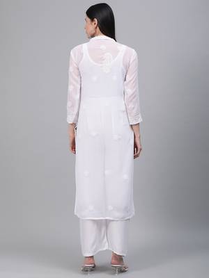 White embroidered georgette embroidered-kurtis 2