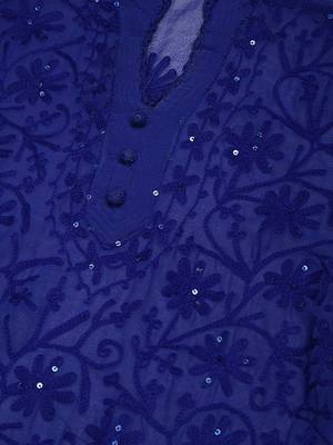 Navy-blue embroidered georgette embroidered-kurtis 5