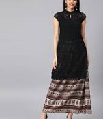 Black embroidered georgette embroidered-kurtis