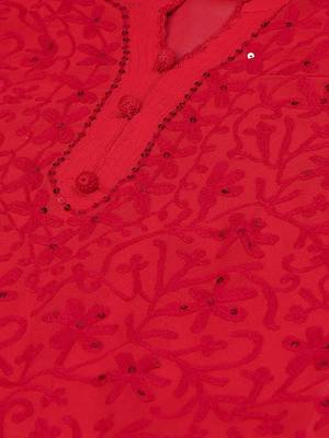 Red embroidered georgette embroidered-kurtis 5