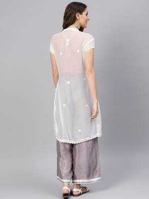 White embroidered georgette embroidered-kurtis 2