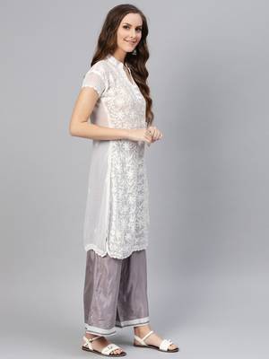 White embroidered georgette embroidered-kurtis 3